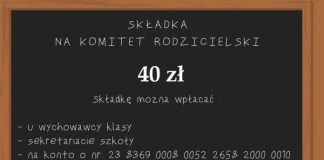 Składka na komitet rodzicielski w roku szkolnym 2026/2027